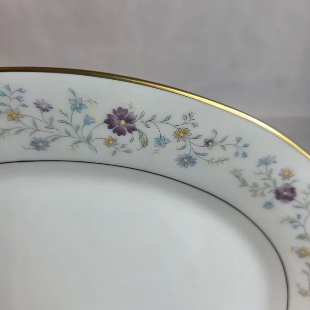 Noritake Longwood #2485 12 Inch Serving Platter Purple, Blue & Yellow Flowers